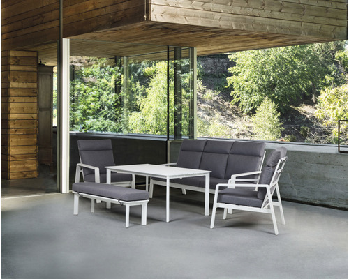 Ensemble de jardin avec table, banc, canapé et fauteuil pour l''extérieur