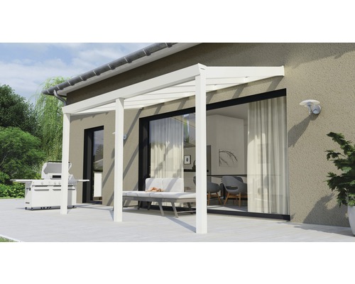 Toiture pour terrasse Legend avec verre de sécurité feuilleté 8 mm 400x200 cm blanc