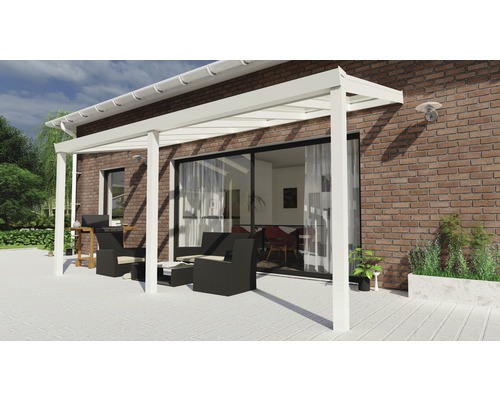 Toiture pour terrasse Legend avec verre de sécurité feuilleté 8 mm 500x250 cm blanc