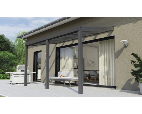 Terrassenüberdachung Legend mit Verbund-Sicherheits-Glas 8 mm 400 x 200 cm anthrazit struktur