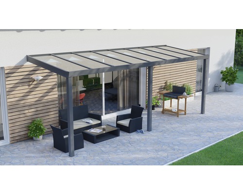 Terrassenüberdachung Legend mit Verbund-Sicherheits-Glas 8 mm 600 x 200 cm anthrazit struktur