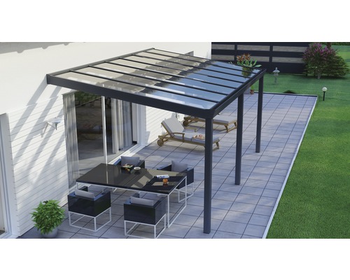 Terrassenüberdachung Legend mit Verbund-Sicherheits-Glas 8 mm 500 x 300 cm anthrazit struktur