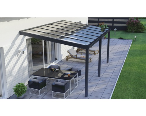 Toiture pour terrasse Legend avec verre de sécurité feuilleté 8 mm 500x300 cm anthracite