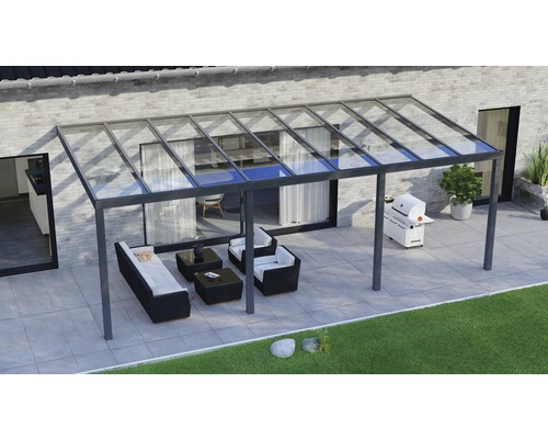 Terrassenüberdachung Legend mit Verbund-Sicherheits-Glas 8 mm 700 x 350 cm anthrazit struktur