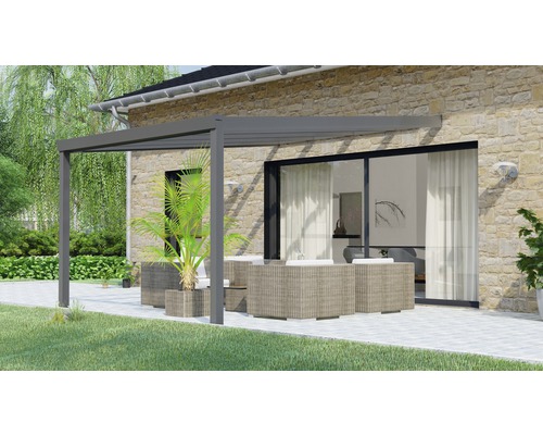 Terrassenüberdachung Legend mit Verbund-Sicherheits-Glas 8 mm 300 x 400 cm anthrazit struktur