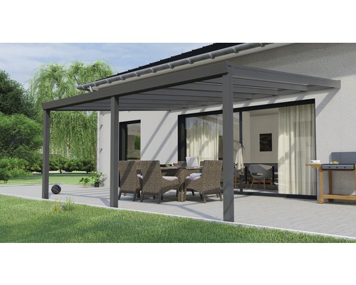 Terrassenüberdachung Legend mit Verbund-Sicherheits-Glas 8 mm 500 x 400 cm anthrazit struktur