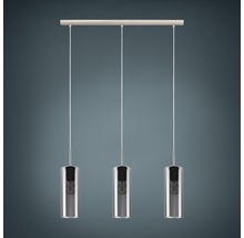 Suspension à trois lampes avec abat-jour cylindriques en verre