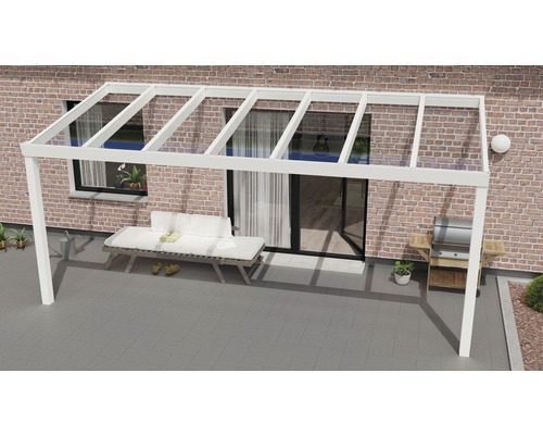 Toiture pour terrasse Expert avec verre de sécurité feuilleté 8 mm 500x250 cm blanc