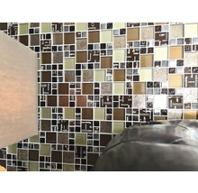 Mosaïque en verre XCM MC539 29,8x29,8 cm argent/beige/marron