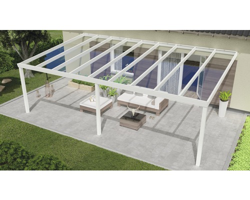 Terrassenüberdachung Expert mit Verbund-Sicherheits-Glas 8 mm 700x400 cm weiß
