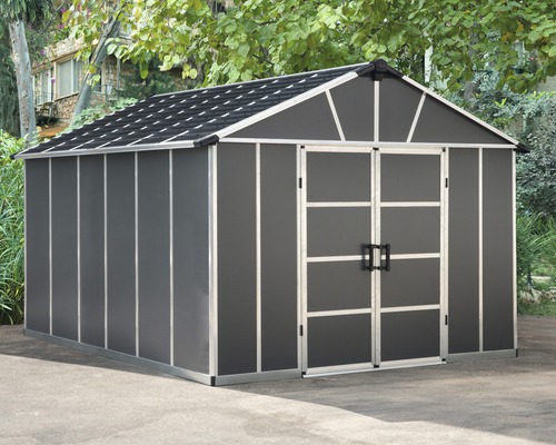 Abri de jardin Palram – Canopia Yukon 11x13 avec toit en polycarbonate sans sol 333 x 396 cm gris