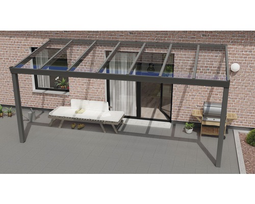 Toiture pour terrasse Expert avec verre de sécurité feuilleté 8 mm 500x250 cm anthracite