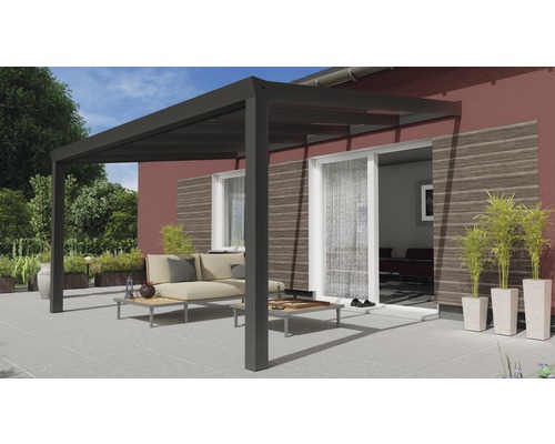 Toiture pour terrasse Expert avec verre de sécurité feuilleté 8 mm 400x300 cm anthracite