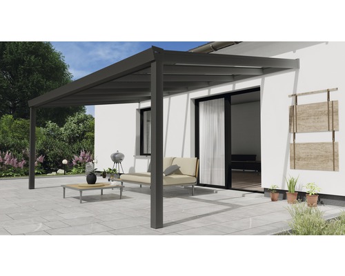 Toiture pour terrasse Expert avec verre de sécurité feuilleté 8 mm 500x300 cm anthracite