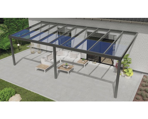 Toiture pour terrasse Expert avec verre de sécurité feuilleté 8 mm 700x300 cm anthracite