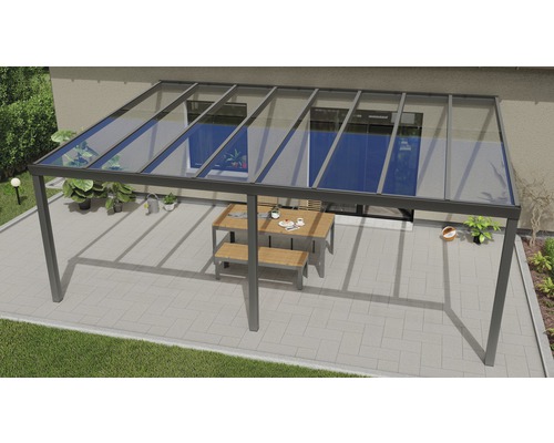Toiture pour terrasse Expert avec verre de sécurité feuilleté 8 mm 600x400 cm anthracite