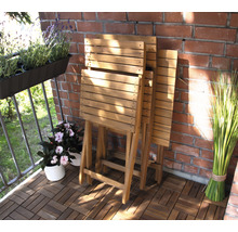 Ensemble de balcon Garden Place Svea 3 pièces rabattable composé de: table, 2 chaises en bois d'acacia naturel-thumb-6