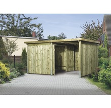 Lagerhaus weka 607 Variante 2 mit offenem Anbau 408 x 318 cm kesseldruckimprägniert