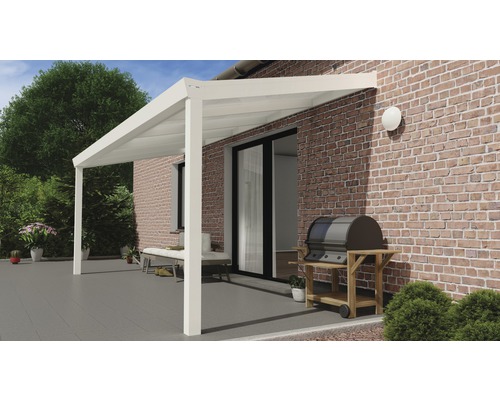 Terrassenüberdachung Expert mit Polycarbonat opal 500x250 cm weiß