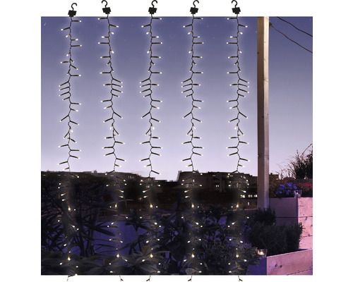 Guirlande lumineuse Lafiora jeu de 5 lianes avec 96 LED chacune couleur d'éclairage blanc chaud avec minuteur et variateur