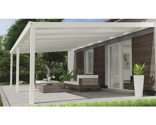 Toiture pour terrasse Expert avec polycarbonate opale 700x400 cm blanc