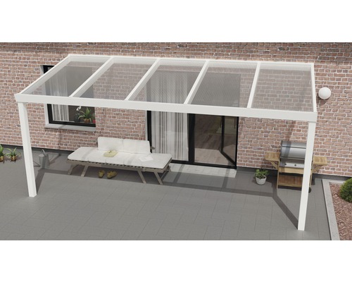 Terrassenüberdachung Expert mit Polycarbonat klar 500x250 cm weiß