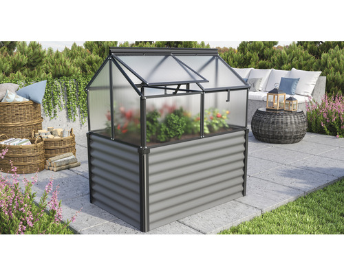 Jardinière surélevée, serre châssis Gaia panneaux alvéolés 4 mm 121,7 x 83,1 x 135,1 cm noir