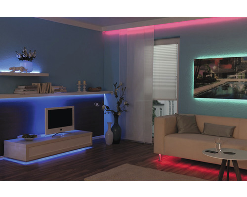 Kit de bandes LED prêt à l'emploi TIP 10 m 19W 600 lm 3000 K blanc chaud  RGB changement de couleur 120 LED 24V avec télécommande - HORNBACH  Luxembourg