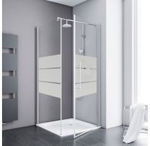 Duschtür mit Seitenwand mit Drehtür SCHULTE Alexa Style 2.0 ExpressPlus 90 x 90 cm Profil aluminium Glasdekor Depoli Light schmutzabweisende Glasbeschichtung inkl. Duschwanne