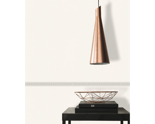 Vue d''une pièce avec suspension, moulure décorative et coupe décorative sur des livres