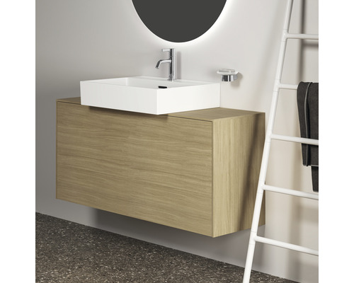 Badezimmer Waschtischkombination mit rechteckigem Aufsatzwaschbecken, Unterschrank und Handtuchleiter