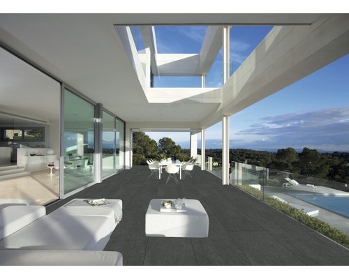 Dalle de terrasse en grès cérame fin Portland Night bord rectifié 180 cm x 80 cm x 2 cm Dalle de terrasse en grès cérame fin Portland Night bord rectifié 180 cm x 80 cm x 2 cm