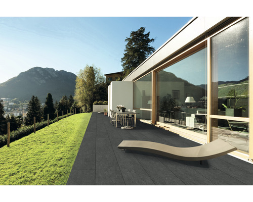 Dalle de terrasse en grès cérame fin Portland Night bord rectifié 180 cm x 40 cm x 2 cm Dalle de terrasse en grès cérame fin Portland Night bord rectifié 180 cm x 40 cm x 2 cm