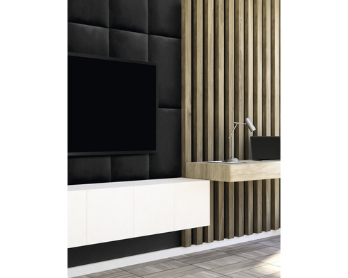 Coussin mural mat velours noir aspect velours 30 x 60 cm Coussin mural mat velours noir aspect velours 30 x 60 cm