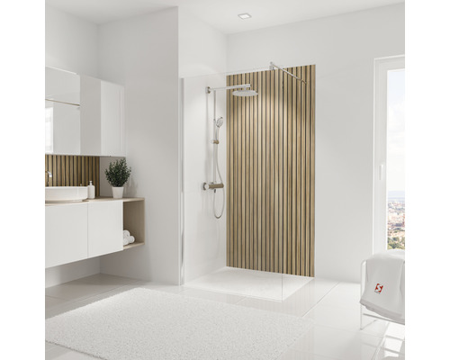 Panneau mural de douche SCHULTE DecoDesign Japandi vertikal japandi bois 210 x 100 cm LW1901021 538