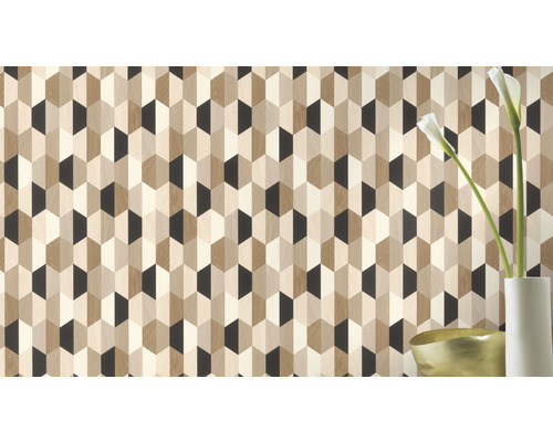 Papier peint avec motif graphique imitation bois pour la décoration murale