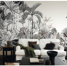 Fototapete Vlies 688139 Tropical House Dschungel schwarz weiß creme 8-tlg. 300 x 400 cm