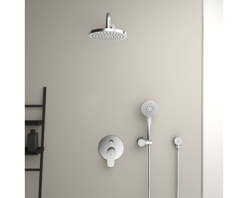 Aufputz Duscharmatur mit Kopfbrause und Handbrause