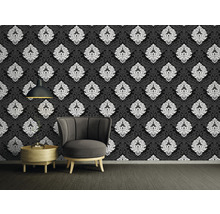 Vliestapete 5543-14 Ornament schwarz weiß