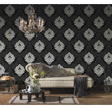 Vliestapete 5543-14 Ornament schwarz weiß