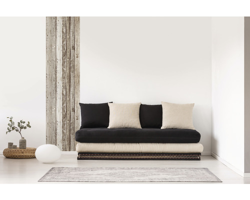 Futon Sofa mit Kissen in einem hellen Raum