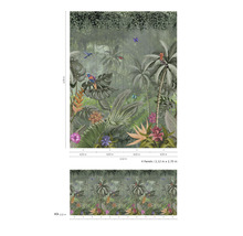 Papier peint intissé à motif de jungle, composé de quatre lés