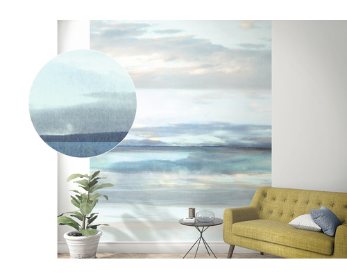 Papier peint avec motif de paysage dans un salon