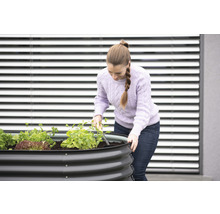 Jardinière surélevée classique WESTMANN ovale 240 x 80 x 82 cm gris