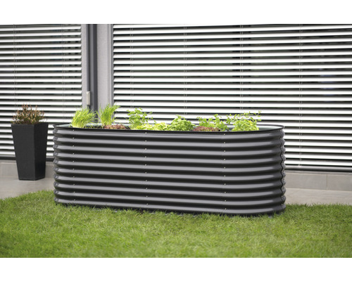 Jardinière surélevée classique WESTMANN ovale 240 x 80 x 82 cm gris