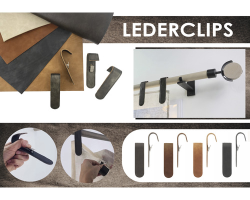 Clips en cuir pour la fixation des rideaux