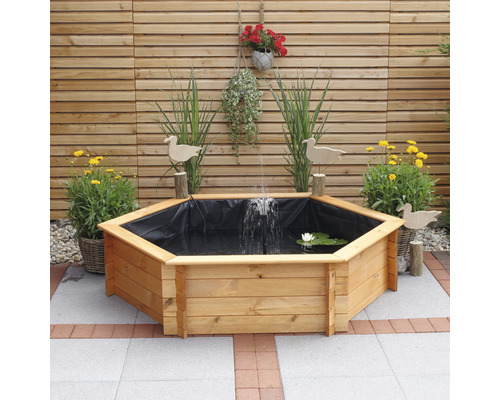 Hochteich, Miniteich, Hochbeet promadino Sechseck inkl. Solarpumpe 145 x 128 x 41 cm braun Hochteich, Miniteich, Hochbeet promadino Sechseck inkl. Solarpumpe 145 x 128 x 41 cm braun