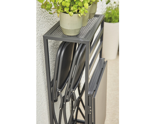 Ensemble table pliante avec support et plantes