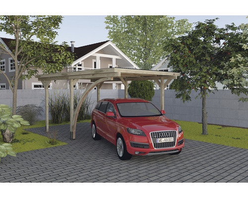 Carport simple weka 606 A taille 1 avec arche de passage 300 x 500 cm traité en autoclave par imprégnation-0