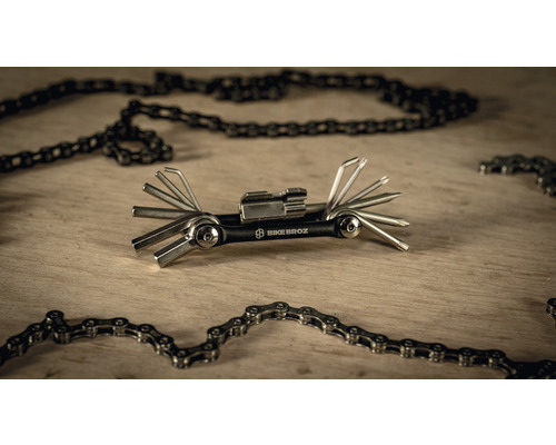 Multifunktionswerkzeug für Fahrräder mit Bike Broz Logo